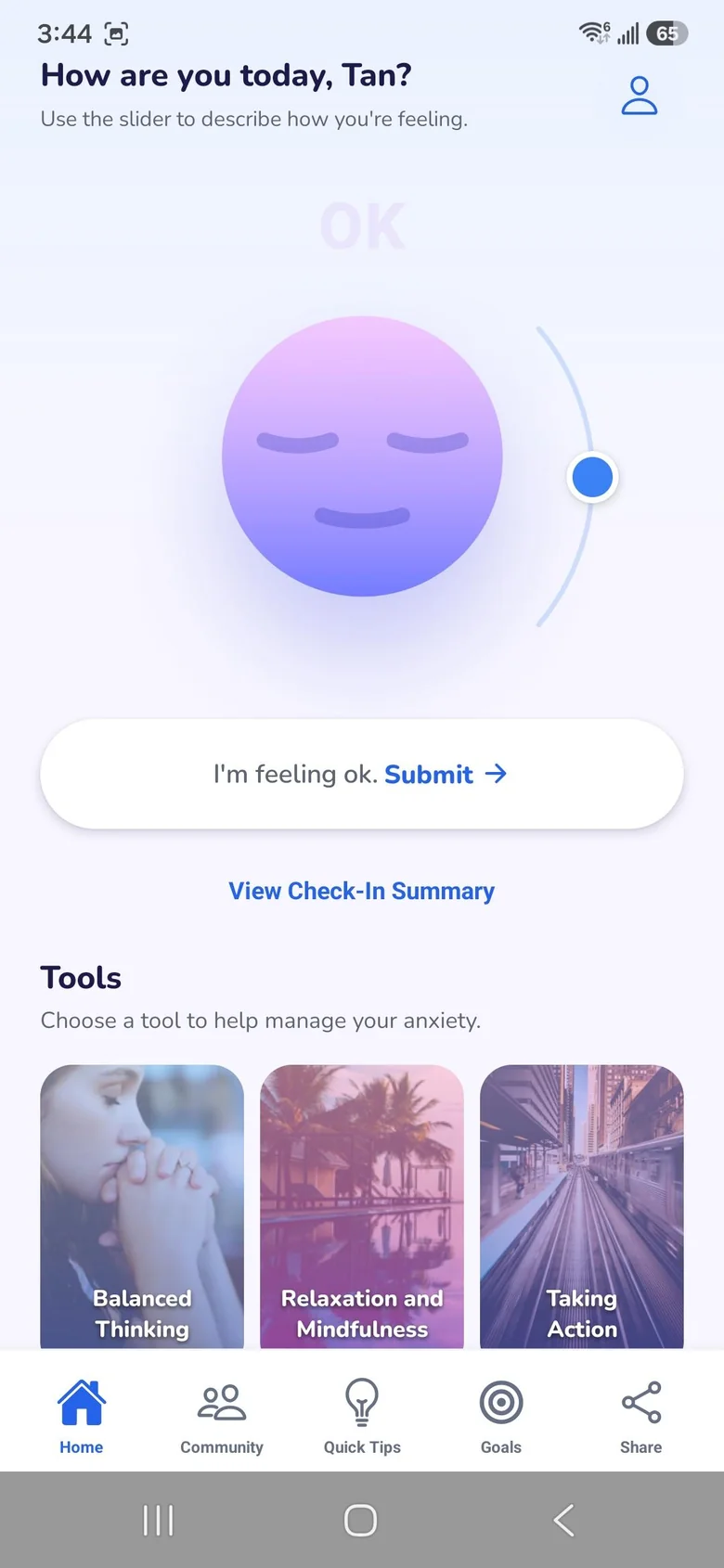 Daily anxiety check-in